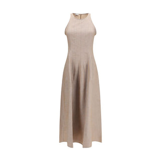 Vestido casual beige de lino