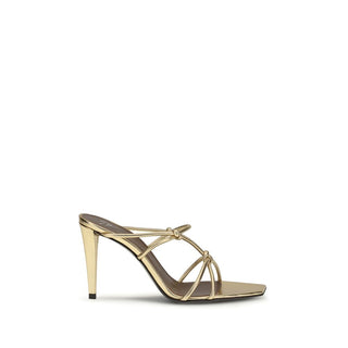 Gold Calf Leather Bos Taurus Stiletto Heel Sandals
