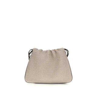 Bolso de mano de algodón beige