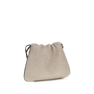 Bolso de mano de algodón beige