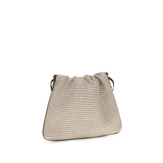 Bolso de mano de algodón beige