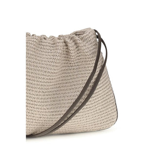 Bolso de mano de algodón beige