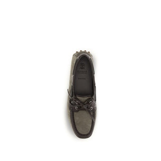 Gray Calf Leather Bos Taurus Slip-On Loafers