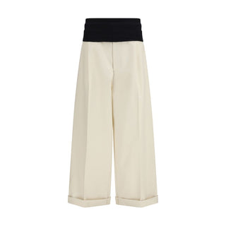 Beige Cotton Casual Pants