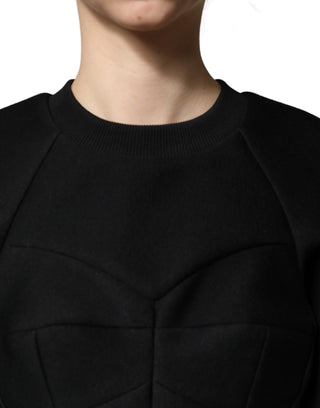 Black Cropped ZipperBack Sweatshirt Sweater