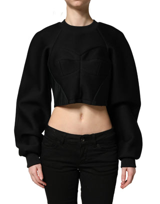 Black Cropped ZipperBack Sweatshirt Sweater