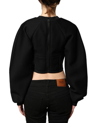 Black Cropped ZipperBack Sweatshirt Sweater