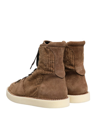 Brown Corduroy High Top Oxford Boots