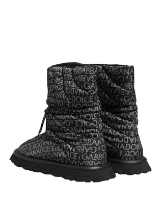 Botas de nieve negras con cordones y logo estampado