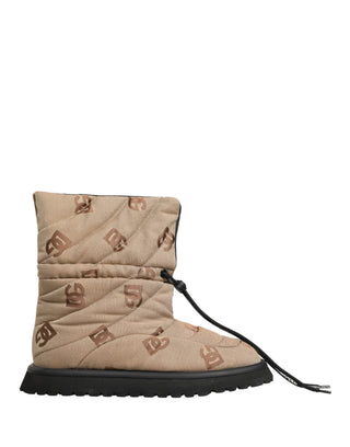 Botas de nieve marrones con cordones y logo estampado