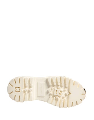 Botines blancos de cuero con suela de goma y logo  