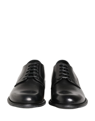 Black Calfskin Leather Derby Men Dress Shoes