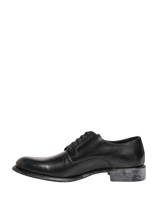 Black Calfskin Leather Derby Men Dress Shoes
