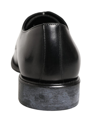 Black Calfskin Leather Derby Men Dress Shoes