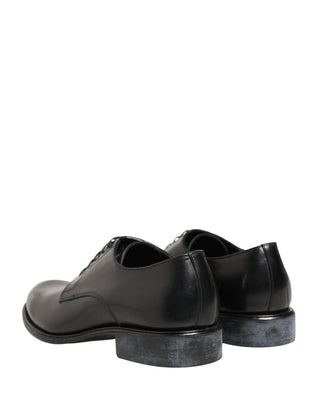 Black Calfskin Leather Derby Men Dress Shoes