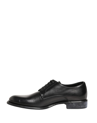 Black Calfskin Leather Derby Men Dress Shoes