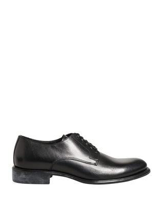 Black Calfskin Leather Derby Men Dress Shoes