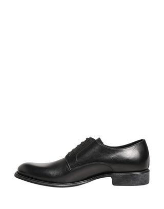 Black Calfskin Leather Derby Men Dress Shoes