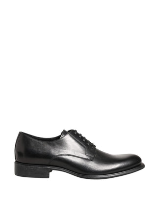 Black Calfskin Leather Derby Men Dress Shoes