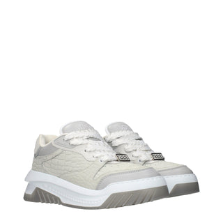 Gray Leather Low Top Sneakers
