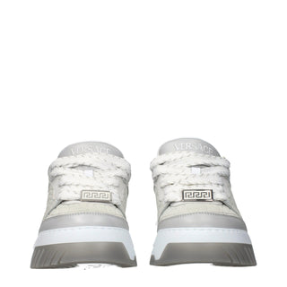 Gray Leather Low Top Sneakers