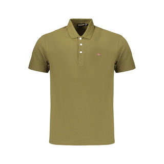 Camisa polo verde de algodón para hombre