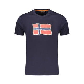Camiseta de algodón azul para hombre