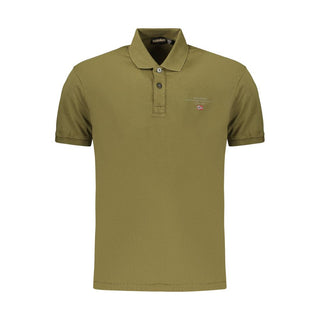 Camisa polo verde de algodón para hombre