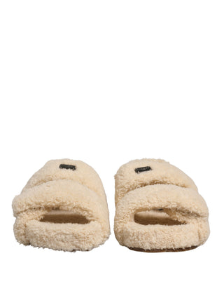 Sandalias planas para hombre con piel sintética beige