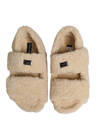 Sandalias planas para hombre con piel sintética beige