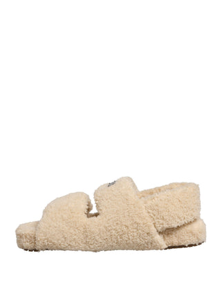 Sandalias planas para hombre con piel sintética beige