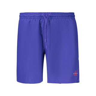 Blue Polyester Men's Swimwear