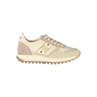 Zapatilla de cuero beige para mujer