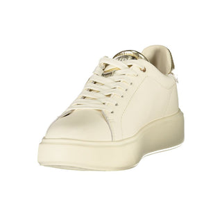 Zapatilla de cuero beige para mujer