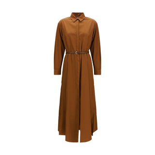Vestido casual de algodón marrón