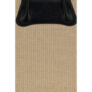 Bolso de hombro de rafia beige