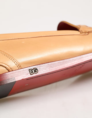 Beige Tassel Leather Men Slip On Loafers Shoes