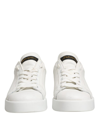 White Black Portofino Leather Sneakers Shoes