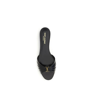 Black Calf Leather Bos Taurus Flat Sandals