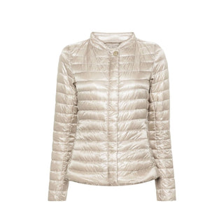 Chaqueta beige de poliamida de longitud completa
