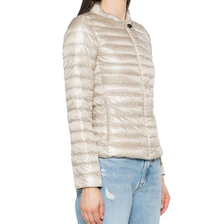 Chaqueta beige de poliamida de longitud completa