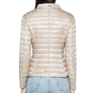 Chaqueta beige de poliamida de longitud completa