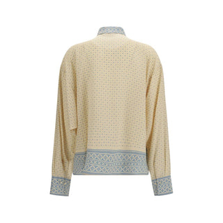 Beige Silk Pattern Shirt
