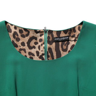 Green Short Sleeve Pencil Sheath Midi Dress