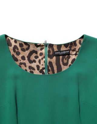 Green Short Sleeve Pencil Sheath Midi Dress