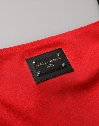 Red Nylon Blend Cady Sleeveless Mini Dress