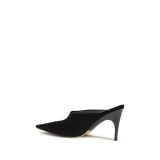 Black Suede Leather Mules