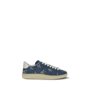 Blue Fabric Low Top Sneakers