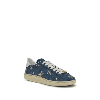 Blue Fabric Low Top Sneakers