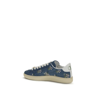 Blue Fabric Low Top Sneakers
